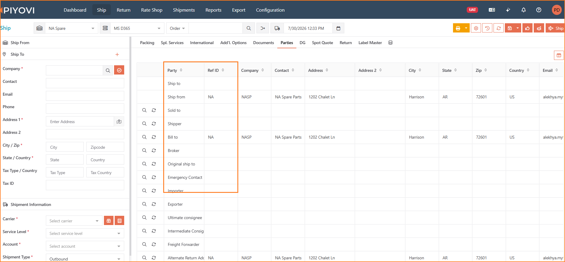 Business Rule criteria row configured with a party reference ID value